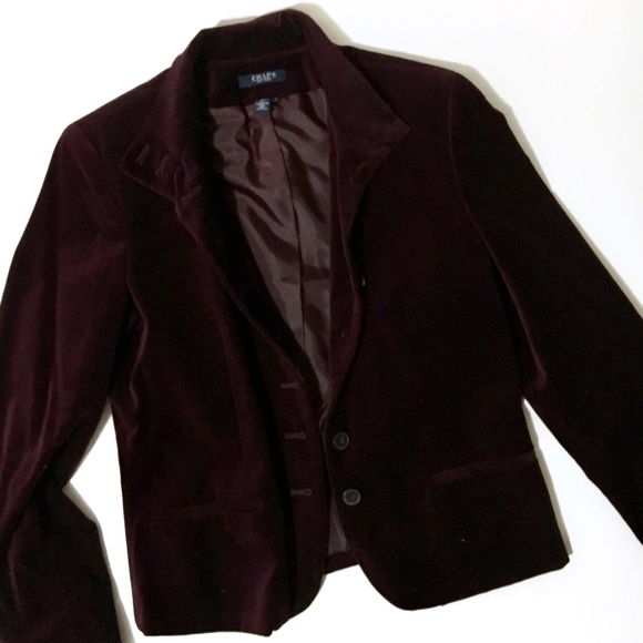 Chaps Jackets & Blazers - • burgundy velvet blazer •